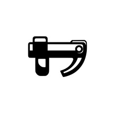 Poster - Black icon representing a tool in a minimalist design with a clear distinction of form