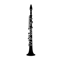 Poster - Black icon of a clarinet showcasing intricate details and design for visual representation in music-related materials