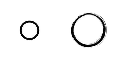 Poster - Black icon design featuring two circular shapes with varying sizes and styles against a white background