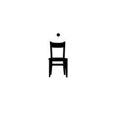 Poster - Black icon of a chair with a dot above, showcasing minimalist design in modern art style
