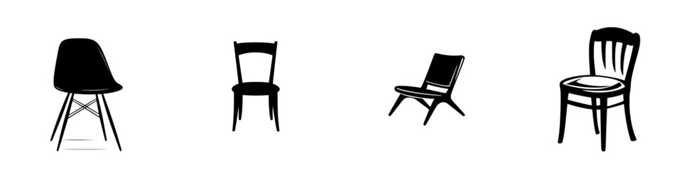 Poster - Set of black chair icons representing different styles for design or decor purposes in modern interior concepts