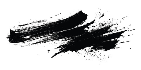 Aufkleber -  Brush Strokes and Paint Splatters Abstract Background . Dark scribbles isolated on white
