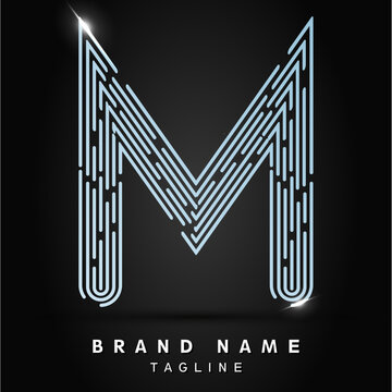 M Letter Logo concept Linear style. Creative Minimal Monochrome Monogram emblem design template. Graphic Alphabet Symbol for Luxury Fashion Corporate Business Identity. Elegant Vector element