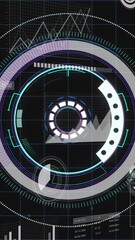 Poster - Futuristic HUD interface with circular elements and data visualization animation