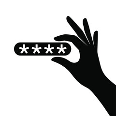 Poster - Hand holding password with asterisks security and privacy concept