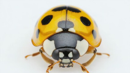 Poster - A ladybug perched on a white surface, focus on its details
