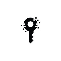 Poster - Digital Key with Pixelated Effect Cybersecurity and Data Protection Concept