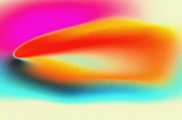 Poster - Aura gradient style illustration with soft, organic shapes blending cyan, magenta, orange, red, and yellow on a pale beige background. The look is dreamy and vibrant, with smooth color transitions.
