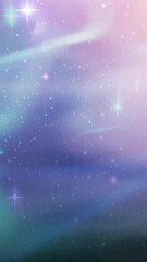 Poster - Animation of glowing white spot and stars on green and pink light trials in universe