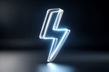 Poster - Neon Lightning Bolt Symbol Illuminated Against a Dark Background Creating a Striking Visual Effect