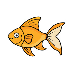 Poster - Illustration of a cute goldfish drawing for kids, colorful fish, cartoon aquarium pet animal, art