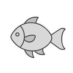 Leinwandbilder - Cartoon fish drawing illustration of a simple fish with fins and tail vector graphic design