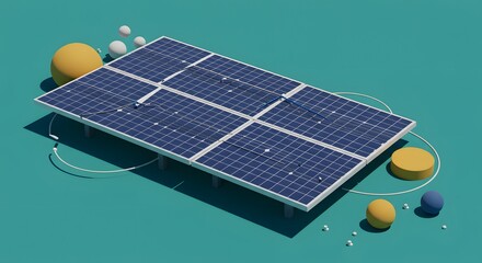 Solar Energy Panel System for Sustainable Power Generation on a Flat Surface in Modern Design