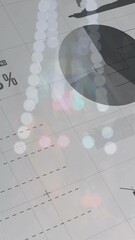 Aufkleber - Graphs and charts with percentages and data points animation over blurred lights