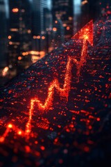 Poster - A red upward-arrow graph symbolizing growth and success in business or data