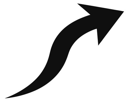 A black curved arrow points upwards on an isolated white background Ai Generated
