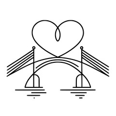 Aufkleber - Heart-shaped outline bridge illustration symbolizing peace day  