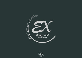 Poster - EX Monogram with Leaf Emblem for Beauty and Wellness Brand