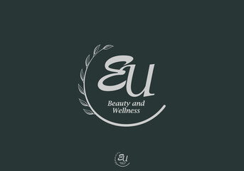 Poster - EU Monogram with Leaf Emblem for Beauty and Wellness Brand