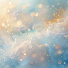 Poster - Abstract Ethereal golden bokeh lights, glitter and soft flowing smoke background, luxury, festive, celebration, ai