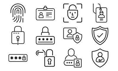 Poster - Cybersecurity icons and symbols for data protection authentication and user authorization