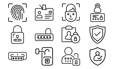 Poster - A collection of modern security and data protection icons in clean outline style