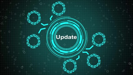 grid background animation. Internet, business, Technology and network concept. A UPdate concept button on a futuristic technology privacy concept. digital technology 4k video animation.