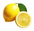 © southwind - Fresh ripe lemon showing its juicy half on transparent background