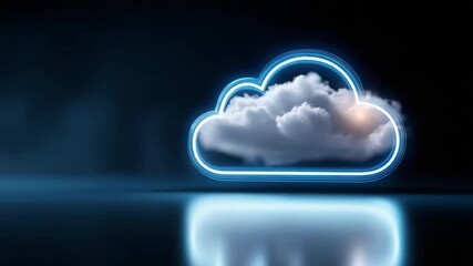 Fototapete - a glowing cloud with a blue background. the cloud is surrounded by a blue circle. concept of technol