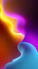 Poster - A colorful, abstract painting with a purple and orange swirl. The painting is full of vibrant colors and has a sense of movement