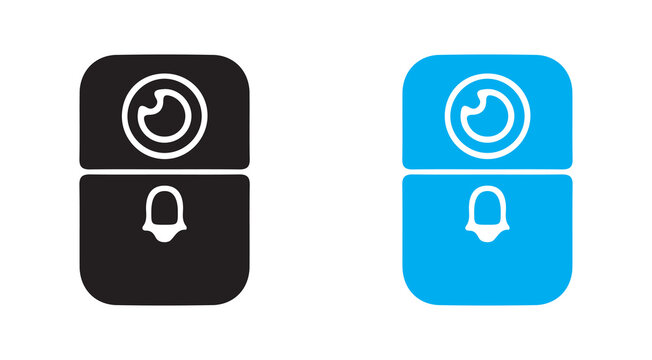  Doorbell icon set. Finger pressing the doorbell vector illustration eps 10