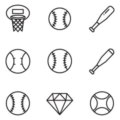 Aufkleber - Minimalist line art illustrations featuring sports equipment and a diamond symbol