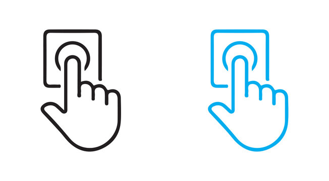 Set of door bells icons. Finger pressing the doorbell.  vector illustration eps 10