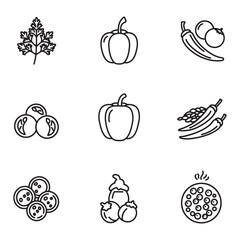 Poster - Simple black line art illustrations of various vegetables for cooking and healthy eating.