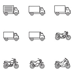 Poster - Simple vector illustrations featuring trucks and motorcycles perfect for transportation and delivery concepts