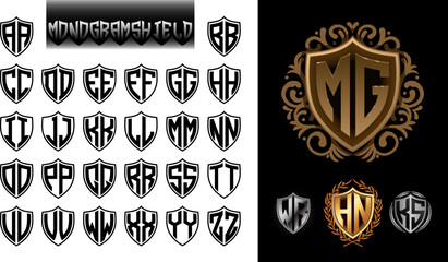Fototapete - Shield Monograms Letter 2 Alphabet Font