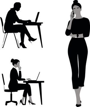 Businesswomen Silhouette Vector Illustration
