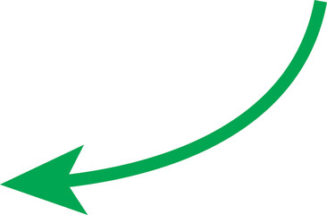 Poster - Green curved arrow pointing left on white background