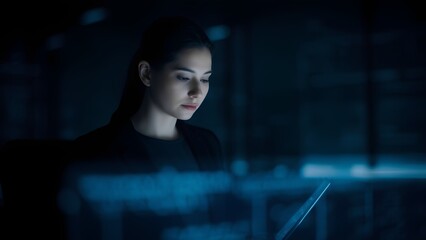 Poster - Analyzing data trends corporate office image capture high-tech environment close-up view innovation insights