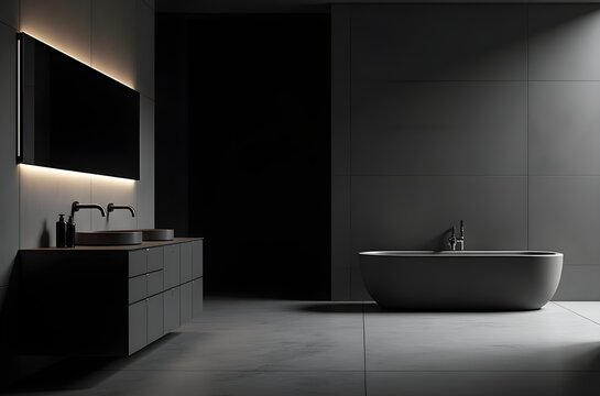 Modern Bathroom Interior with Sleek Fixtures and Finishes