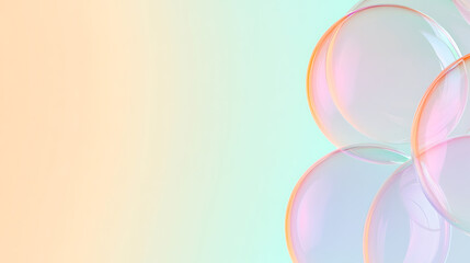 Leinwandbilder - Abstract bubbles on a soft pastel gradient background evoke a sense of lightness and whimsy. Perfect for modern designs and calming visuals.