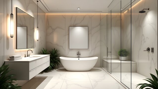Elegant Modern Bathroom with Minimalist Interior Elements