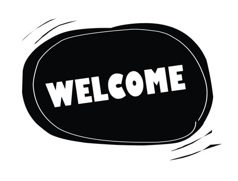 welcome text on bubble with black colour.eps