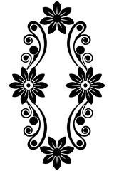 Poster - Elegant black ink border design showcasing floral artistry and captivating abstract elements offers a sophisticated touch and artistic flair for various creative projects.