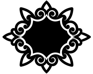 Poster - A sophisticated black ink border design showcases floral elegance interwoven with modern abstract elements creating a uniquely artistic frame for diverse creative projects.