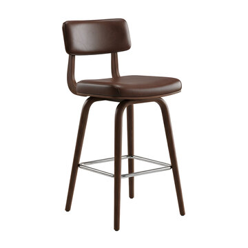 Elegant brown leather bar stool rendering