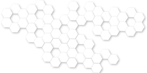 Fototapete - Futuristic 3D White Light  Geometric hexagon Structure Featuring Abstract Polygonal Honeycomb Pattern, Technology-Inspired Design, and a Luxurious, Modern Vector Background for Innovation