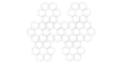 Fototapete - Abstract modern hexagonal effect for line geometric technology 3d white bright hexagon polygonal honeycomb luxury pattern vector white background.	