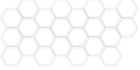 Fototapete - Abstract modern hexagonal effect for line geometric technology 3d white bright hexagon polygonal honeycomb luxury pattern vector white background.	