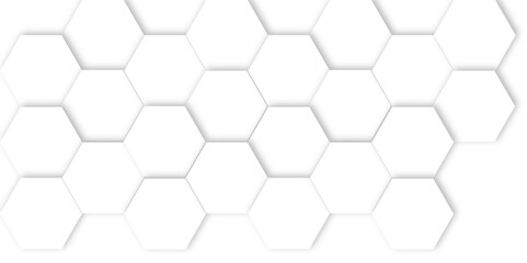 Fototapete - Abstract geometric technology 3d white bright hexagon polygonal honeycomb luxury pattern vector background.